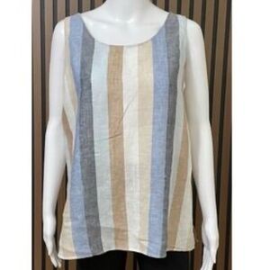 Chico's Multicolor Linen  Striped Tank Top.
